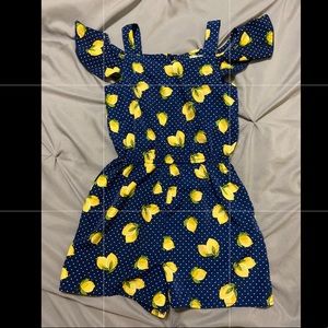 For Girls- yellow and blue Lemon Romper